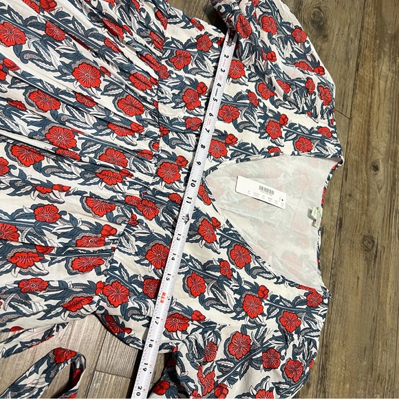 NWT J.Crew V-neck Maxi in Ivory Cerise Poppy Print Floral Cotton Tiered Dress - Picture 14 of 16